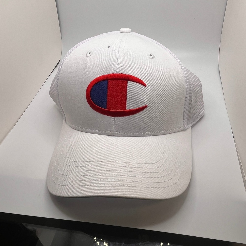 Champion Trucker Hat Unisex OS White NEW Embroidered Logo Snapback CS7-3034